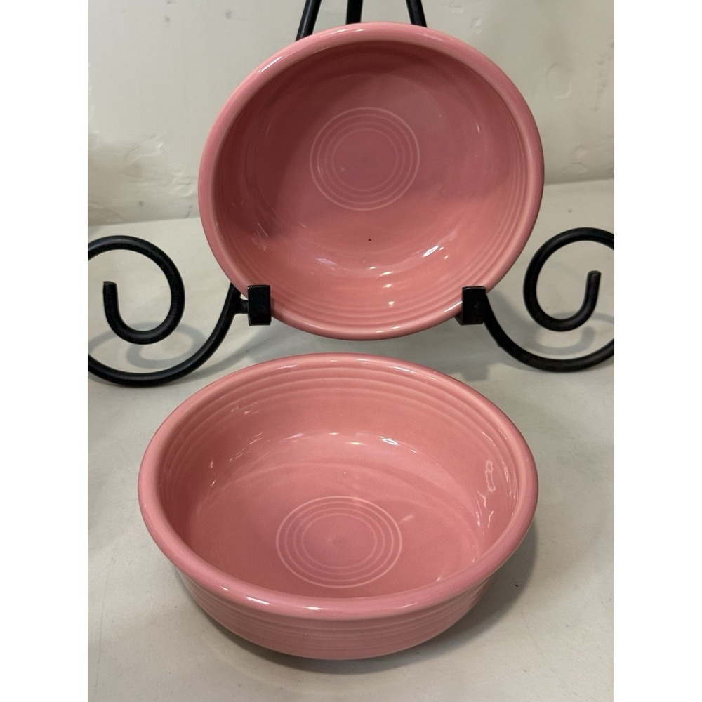 VTG Lot Of 2 Fiestaware Rose Pink 5" Bowls Homer Laughlin Fiesta USA Ceramic - Picture 1 of 8